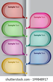 colorful speech bubbles time line.