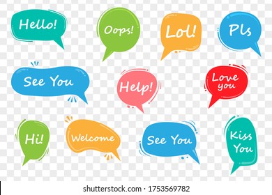 Colorful speech bubbles. Vector illustration isolated on transparent background.