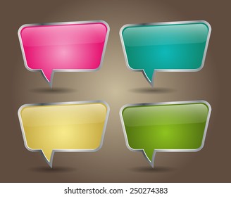 Colorful Speech Bubbles for website computer graphic and internet. text box.