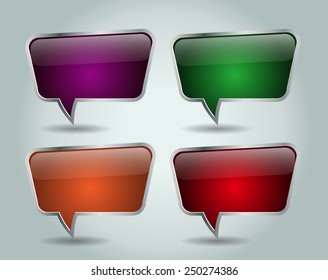Colorful Speech Bubbles for website computer graphic and internet. text box.