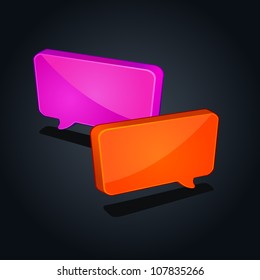 colorful speech square chat icon isolated on black background