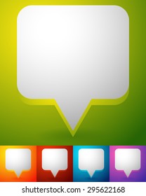 Colorful speech, talk bubble graphics. Set of empty speech bubbles with rounded corners and empty space.
