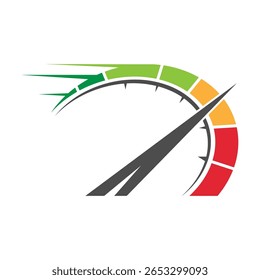 Colorful speed gauge indicator showing medium performance level