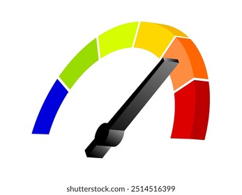 Colorful speedometer icon with 3d perspective. Speed indicator for design element.	