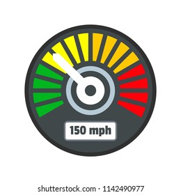 Colorful speedometer icon. Flat illustration of colorful speedometer vector icon for web isolated on white