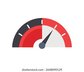 Ícone colorido do velocímetro - Indicador de desempenho com zonas vermelhas e pretas