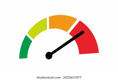 Colorful speedometer vector icon with perspective. Speed indicator icon.