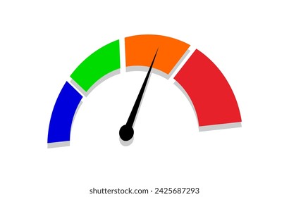 Colorful speedometer vector icon with perspective. Speed indicator icon.
