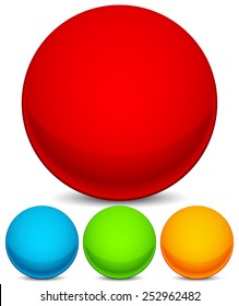 Colorful sphere elements / icons. Bright red, blue, green and yellow circle shape set with empty space and shading effect. Eps 10.