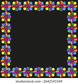 Colorful sphere frame. Bright border shape. Vector decorative design. Round ball pattern.