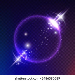 Colorful sphere of glowing lights effects isolated on transparent background. Abstract magic Illustration