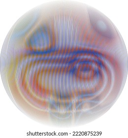 Esfera colorida. Líneas de esfera transparente construida .Vector .Logo de esfera tecnológica . 3 quinquies elemento de diseño. Resumen del círculo holográfico.