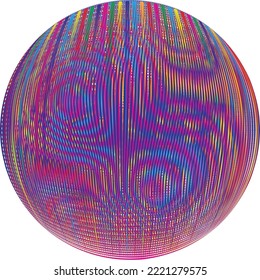 Esfera colorida. Líneas de esfera transparente construida .Vector .Logo de esfera tecnológica . 3 quinquies elemento de diseño. Resumen del círculo holográfico.