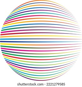 Esfera colorida. Líneas de esfera transparente construida .Vector .Logo de esfera tecnológica . 3 quinquies elemento de diseño. Resumen del círculo holográfico.
