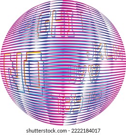 Colorful sphere . Lines constructed transparent sphere .Vector  .Technology sphere Logo . 3d design element . Abstract holographic circle .