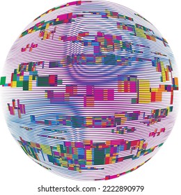 Colorful sphere . Lines constructed transparent sphere .Vector  .Technology sphere Logo . 3d design element . Abstract holographic circle .