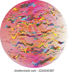 Colorful sphere . Lines constructed transparent sphere .Vector  .Technology sphere Logo . 3d design element . Abstract holographic circle .