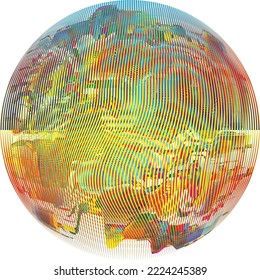 Colorful sphere . Lines constructed transparent sphere .Vector  .Technology sphere Logo . 3d design element . Abstract holographic circle .