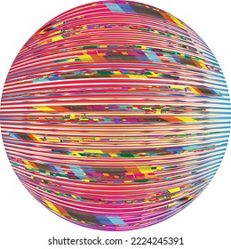 Esfera colorida. Líneas de esfera transparente construida .Vector .Logo de esfera tecnológica . 3 quinquies elemento de diseño. Resumen del círculo holográfico.