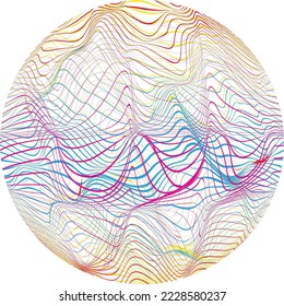 Colorful sphere . Lines constructed transparent sphere .Vector  .Technology sphere Logo . 3d design element . Abstract holographic circle .