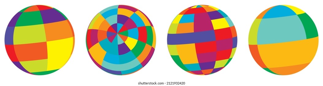 Colorful sphere, orb, ball with squars, mosaic, tiles, checkered and chequered surface