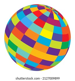 Esfera colorida, orb, bola con cuadrado, mosaico, baldosas, superficie a cuadros y a cuadros