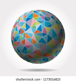 colorful sphere with triangles