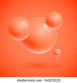 Colorful spheres floating, realistic vector illustration