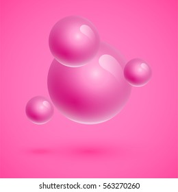 Colorful spheres floating, realistic vector illustration
