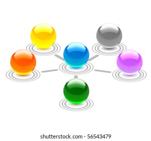 Colorful Spheres Network Concept. Vector Illustration