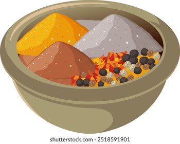 Colorful spices in a ceramic bowl