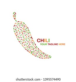 Colorful spicy chili logo icon illustration in green orange red color symbol. Vector illustration - Vector