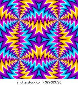 Colorful spin illusion. Seamless pattern.