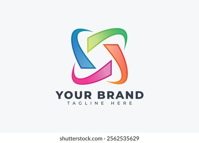 colorful spinning abstract geometric logo deign element