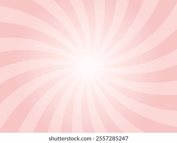 Colorful spinning rays for background, banner, poster, flyer. Sweet rotating cartoon swirl or whirlpool. Tea rose color spiral background. Vector backdrop