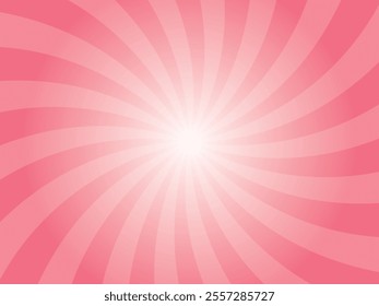 Colorful spinning rays for background, banner, poster, flyer. Sweet rotating cartoon swirl or whirlpool. Taffy pink color spiral background. Vector backdrop