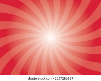 Colorful spinning rays for background, banner, poster, flyer. Sweet rotating cartoon swirl or whirlpool background. Strawberry pink color spiral background. Vector backdrop
