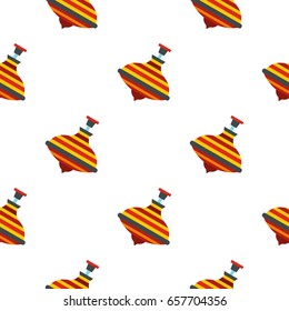 Colorful spinning top pattern seamless background in flat style repeat vector illustration
