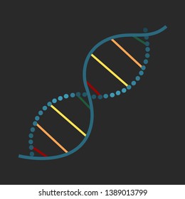 Colorful spiral chain of dna isolated on dark background vector illustration