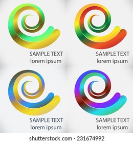 Colorful spiral design elements with rainbow gradient