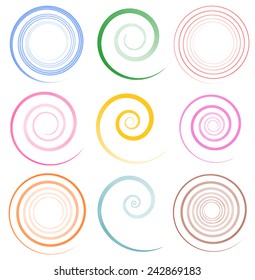 Colorful, spiral elements with unique strokes