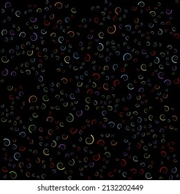 Patrón de medio tono de espiral colorido sobre el fondo negro. Ilustración vectorial.