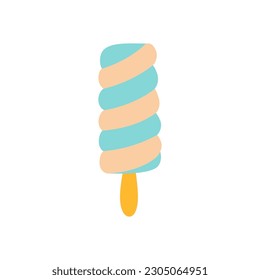 Colorful spiral ice cream on a stick vector illustration. Color minimalistic summer illustration. Ideal for stickers, pettrns and web.