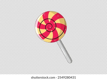 Ilustração Colorida do Vetor de Pirulito em Espiral. Lollipop de vetor 3D realista com padrão espiral brilhante. Diversão e divertido doce de design em cores vibrantes. Lollipop espiral brilhante e alegre.