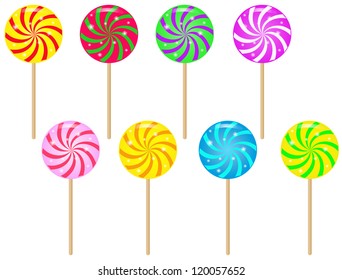 Colorful spiral lollipops.
