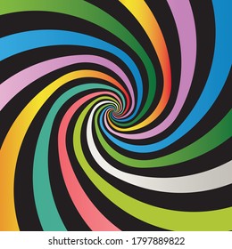 colorful spiral loop pattern on black background vector