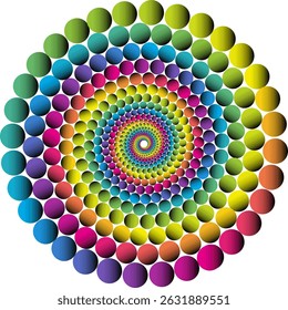 Colorful spiral mandala with gradient effects