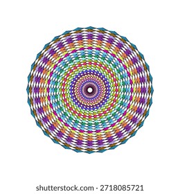 Un colorido patrón de mandala en espiral con repetidas Formas geométricas y tonos vibrantes