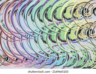 Colorful spiral motifs for background or textures. Vibrant spiral shapes with blur effect or stained glass pattern. Vector festive illustration for fabric, decor, textiles, fashion trends, etc.