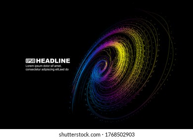 Colorful spiral particles and lines, communication technology technology background.